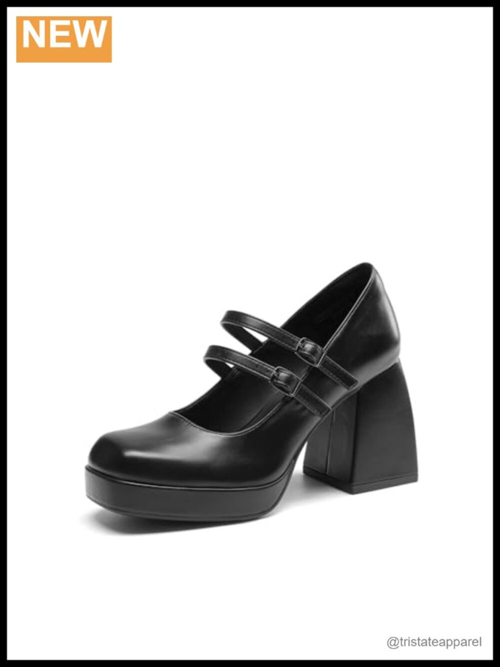 Women's Platform Mary Jane Chunky Block Heels Square Toe Faux Leather